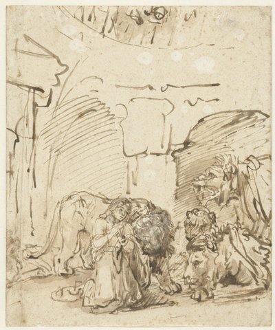 Daniel en el foso de los leones, c.1650 de Rembrandt van Rijn
